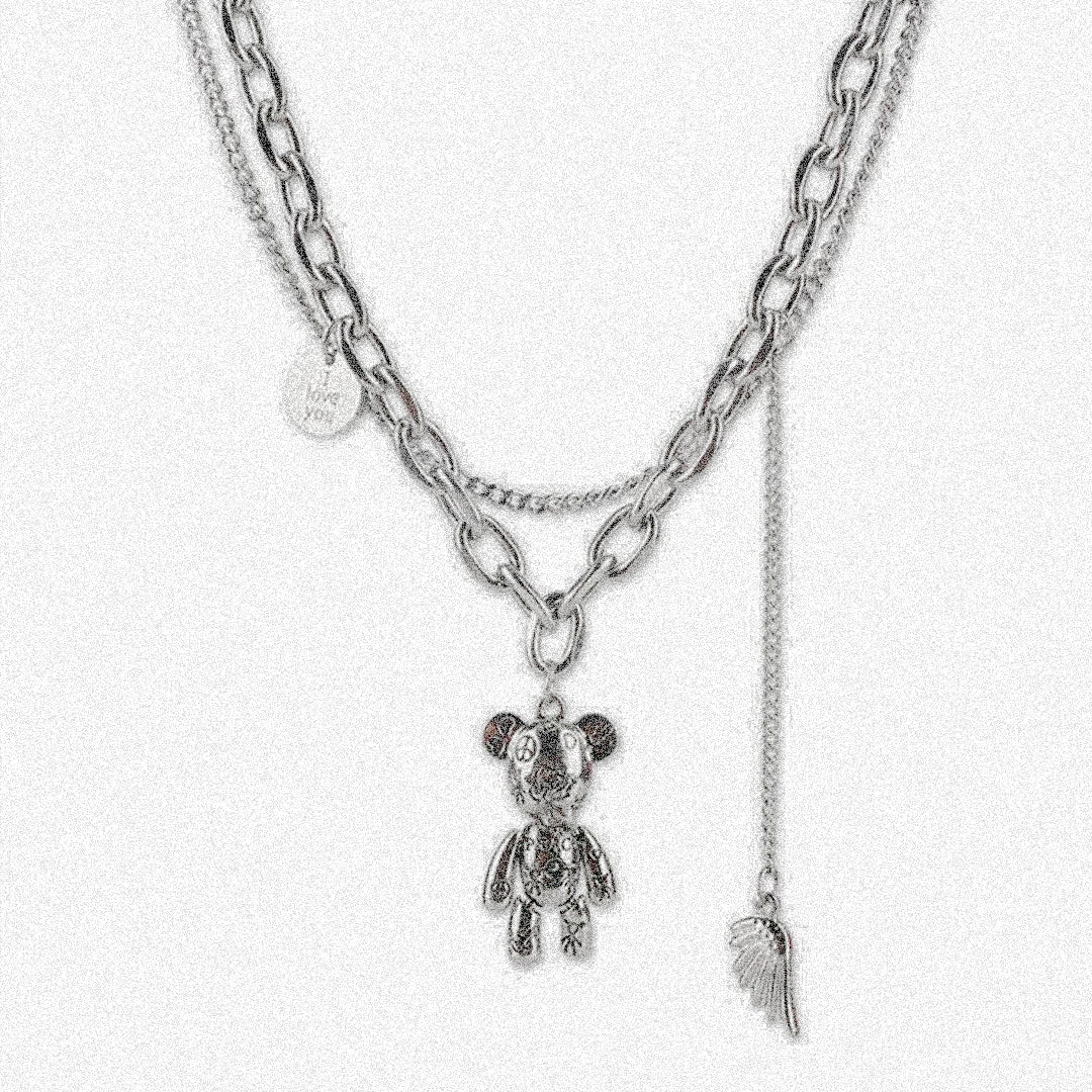 Bear with Wing Pendant Necklace
