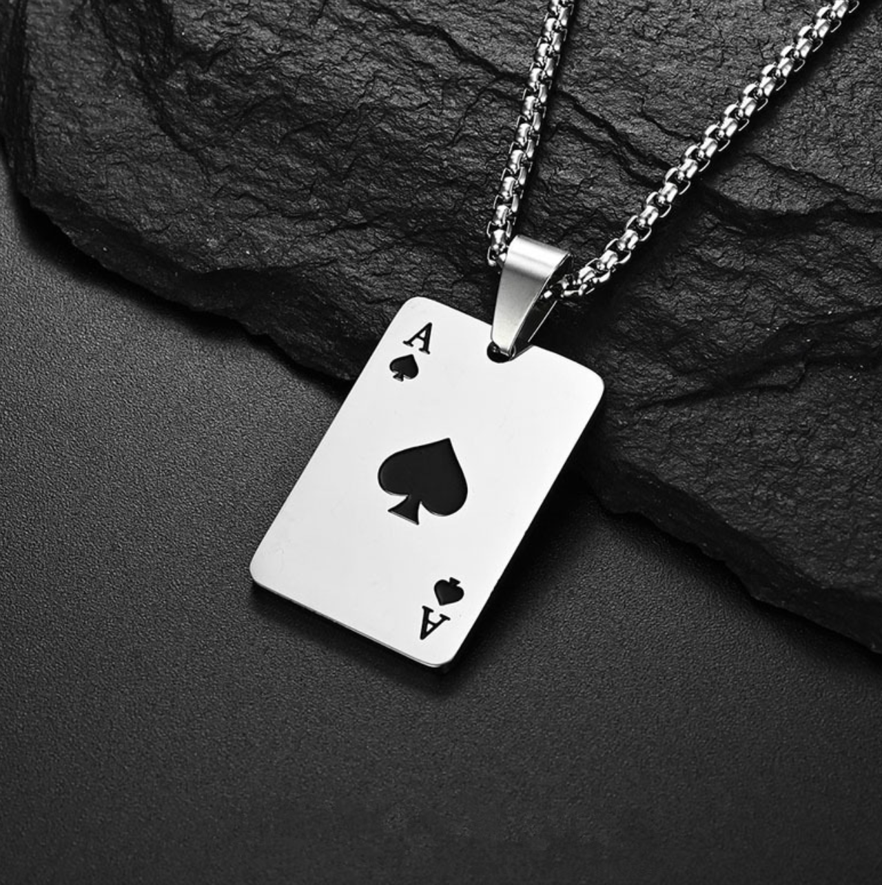 Black Ace Pendant Necklace