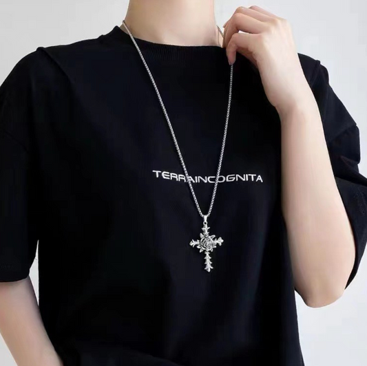 Rose-T Pendant Necklace